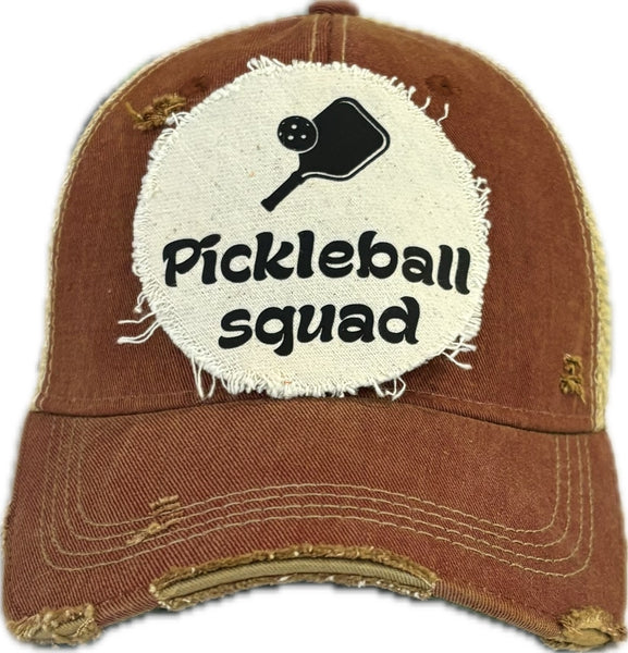 BohoGroove “Pickleball Squad” Hat – Funny Team Snapback Trucker | Vintage Distressed Pickleball Baseball Cap