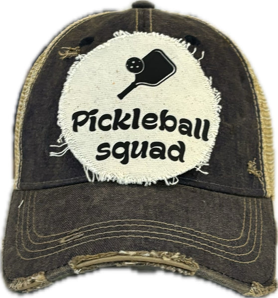 BohoGroove “Pickleball Squad” Hat – Funny Team Snapback Trucker | Vintage Distressed Pickleball Baseball Cap