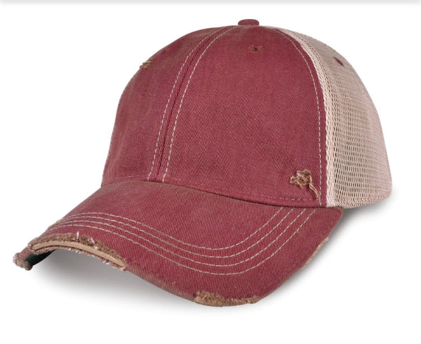 Brick red vintage distressed snapback hat by BohoGroove