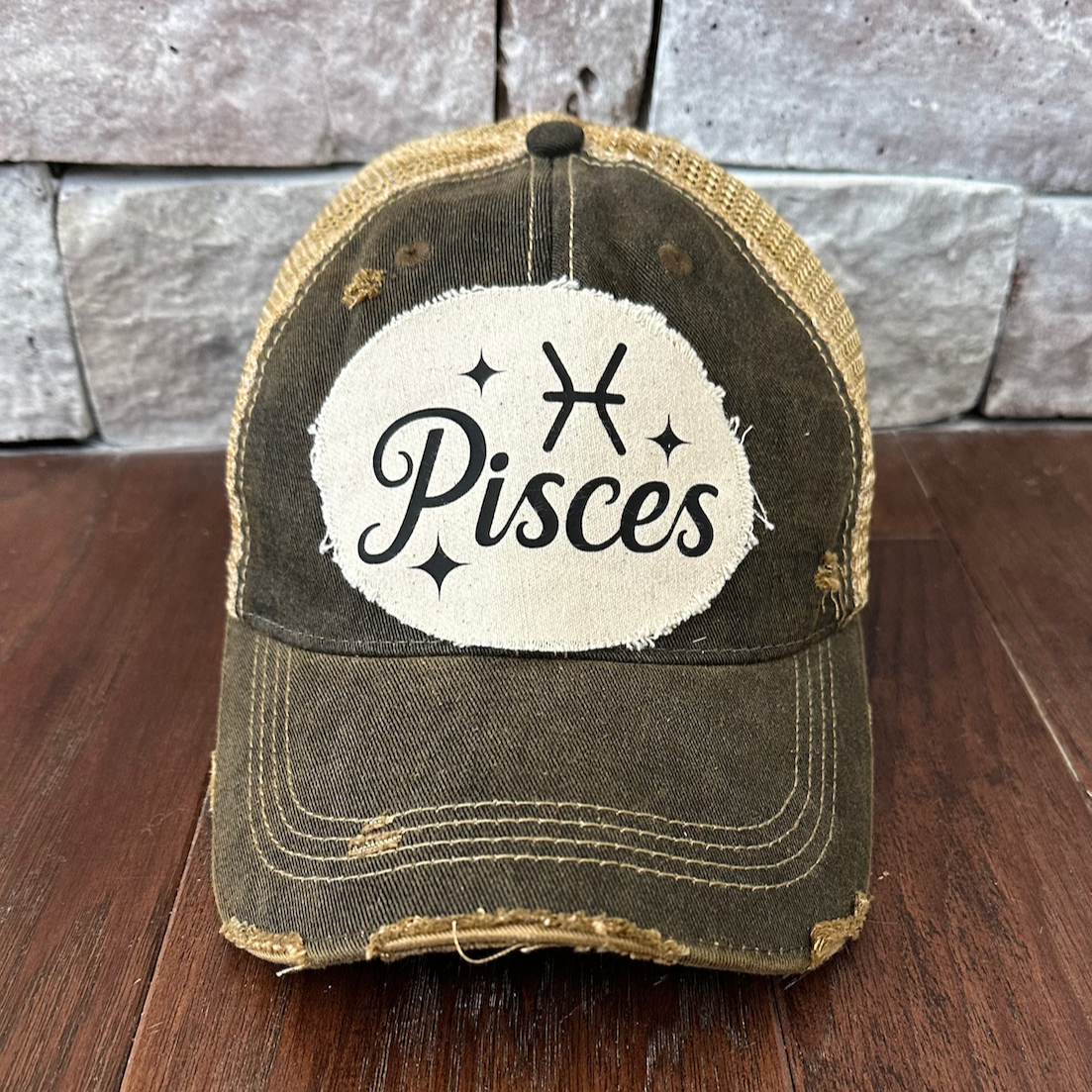 BohoGroove “Pisces” Hat – Zodiac Astrology Snapback Trucker | Vintage Distressed Horoscope Baseball Cap