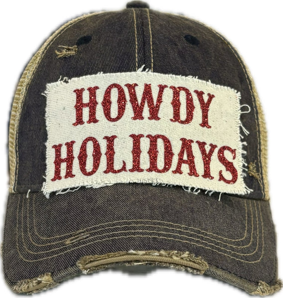 Howdy Holidays Red Sparkle Hat