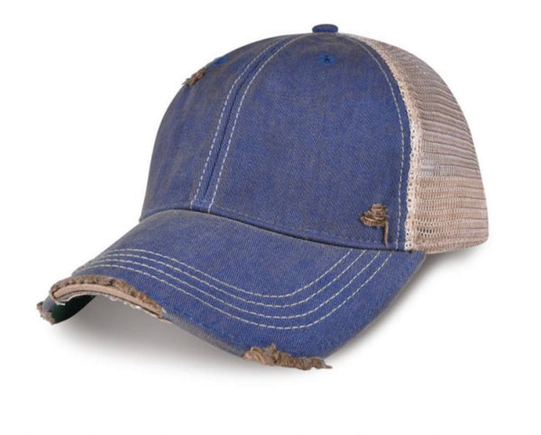 Royal blue vintage distressed snapback hat by BohoGroove
