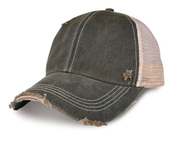 Black vintage distressed snapback hat by BohoGroove