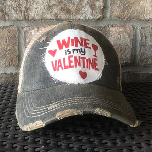 Wine is my Valentine Hat, Valentine's Day Hat