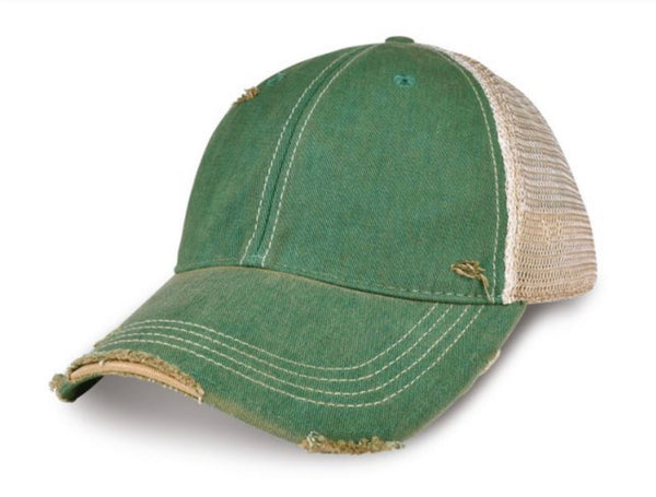 Green vintage distressed snapback hat by BohoGroove