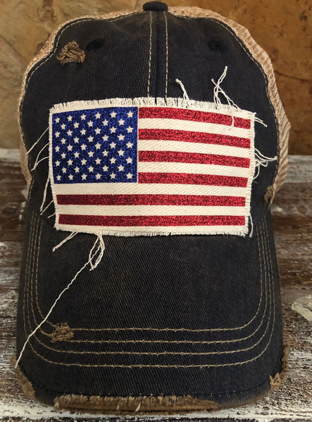 American Flag Glitter Hat