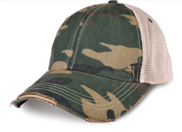 Camo vintage distressed snapback hat by BohoGroove