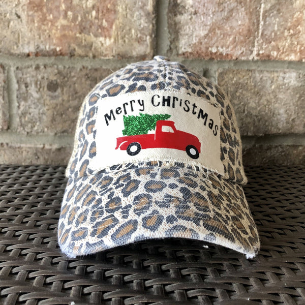 Christmas Truck Hat, Christmas Tree Hat, Merry Christmas, Holiday Cap, Winter Hat