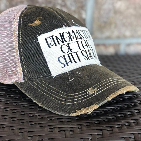 BohoGroove Ringmaster of the Shit Show Hat – Funny Mom Life Snapback Trucker Hat | Vintage Distressed Cap