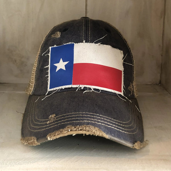 Texas Flag hat by BohoGroove featuring Texas flag patch on navy blue vintage distressed snapback