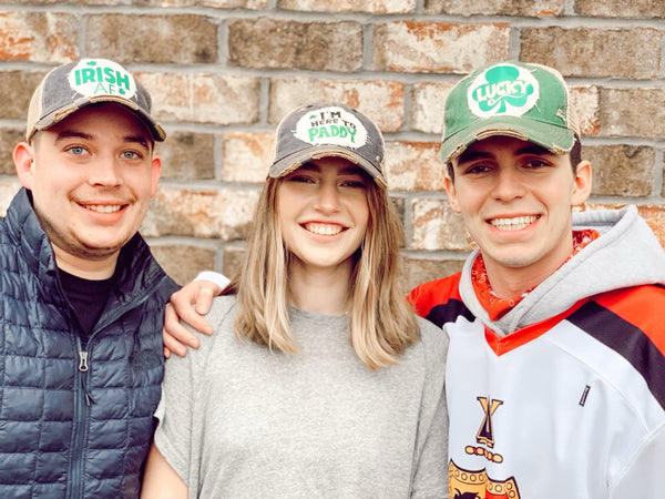 Three young adults wearing BohoGroove St. Patricks Day Hats
